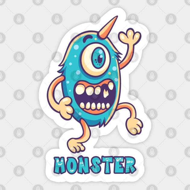 Blue Monster One Eye Text Sticker by yudabento